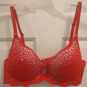Victoria's Secret Bra -Red Rhinestone Secret Embrace Push Up 36C